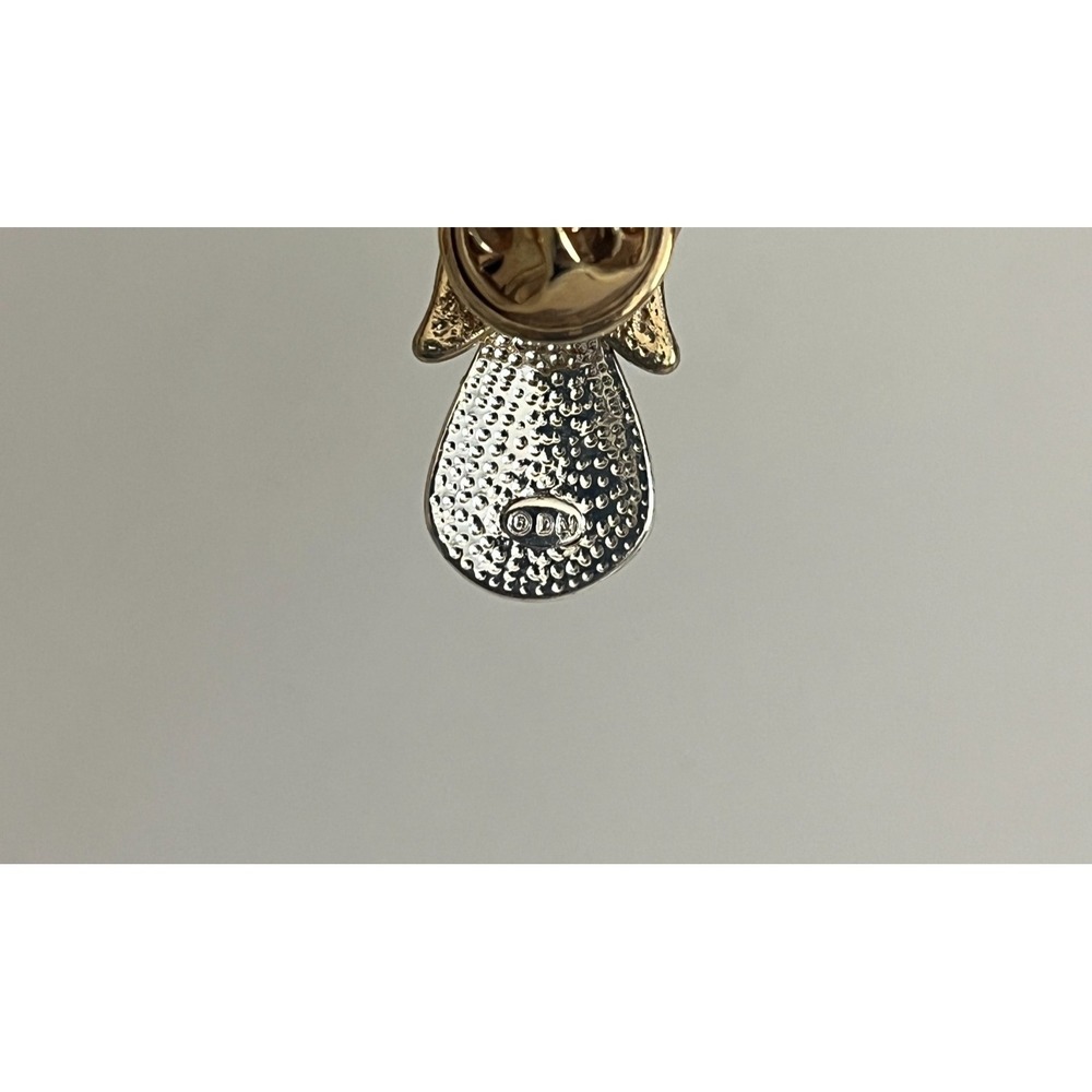 Vintage Two Tone Angel with Dangling‎ Dog Charm Lapel Pin Mixed Metal 1 1/2" - Picture 5 of 7